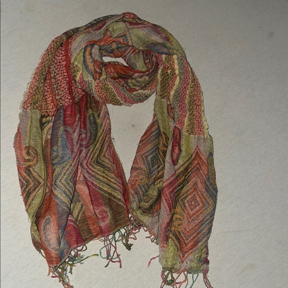Unisex. Multicolor Patterned Scarf.